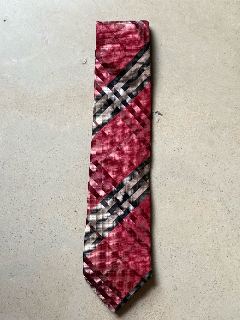 Burberry London Red Nova Check Silk Tie